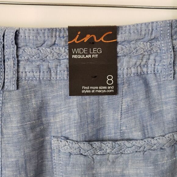 INC Linen Wide Leg Tie Waist Pants with Pockets - Picture 7 of 9